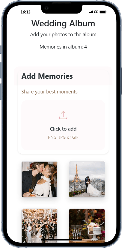 Easy Wedding Album app interface
