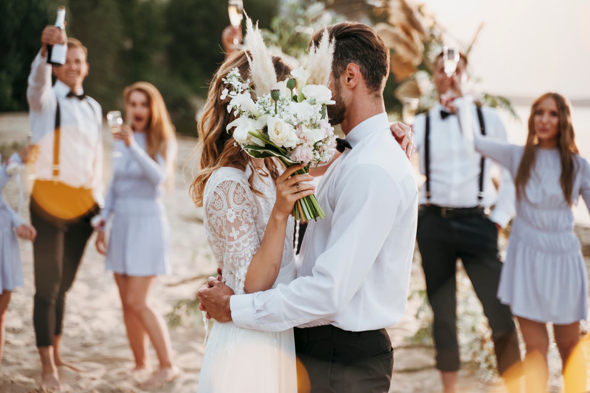 Wedding couple with their digital album