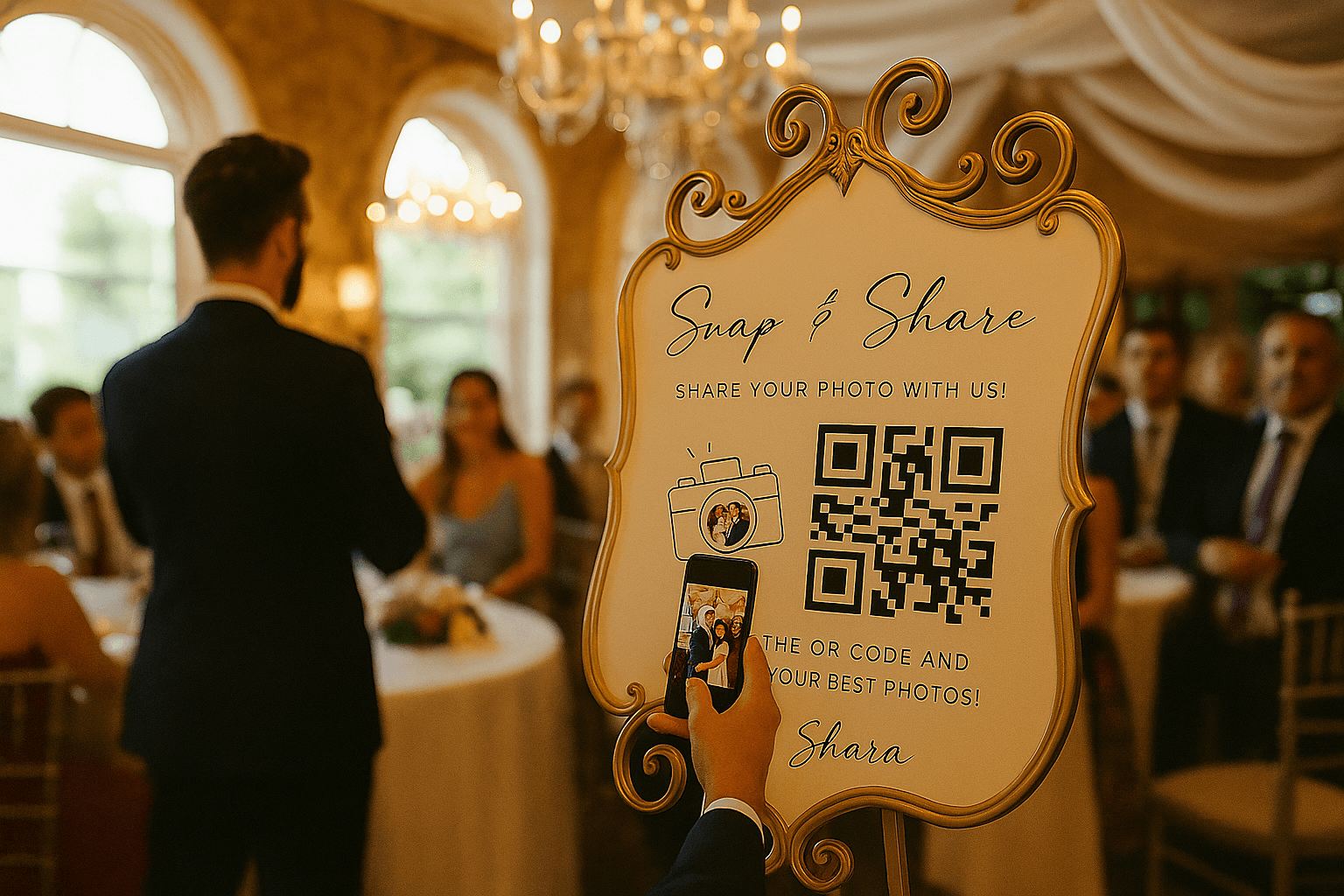 Wedding QR code photo sharing with guests
